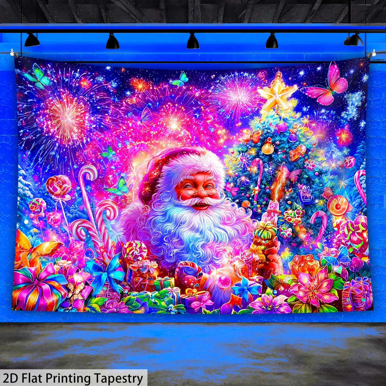 

VIKAMA Рождественский гобелен Санта-Клаус фейерверк бабочки конфеты гостиная настенный декор праздничной комнаты