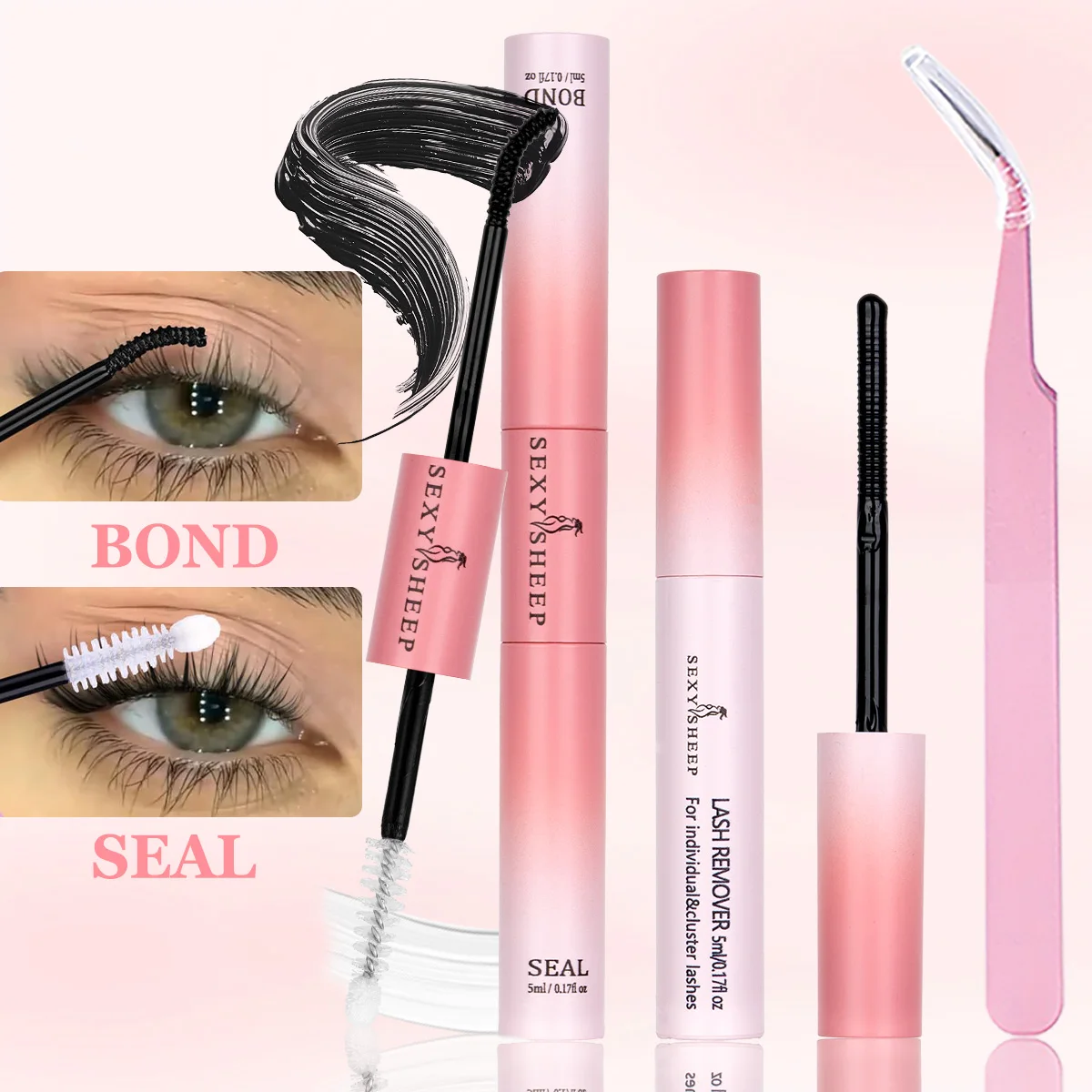 Wimpernkleber Wimperncluster-Bonding und -Versiegelung 10ml Starker Halt 2 in 1 für DIY-Wimpern Einfach zu verwendendes Make-up-Tool – Detail 2
