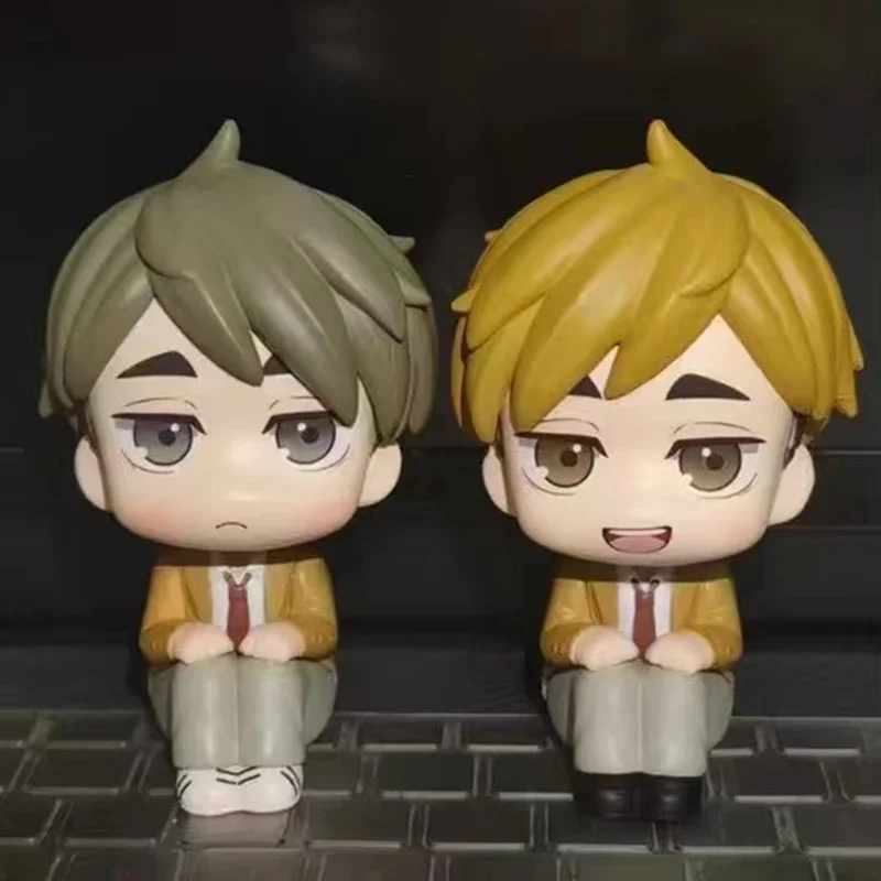 10cm anime haikyuu estatueta olhar up miya atsumu miya osamu figuras de ação pvc q versão coleção modelo periferia brinquedos presentes