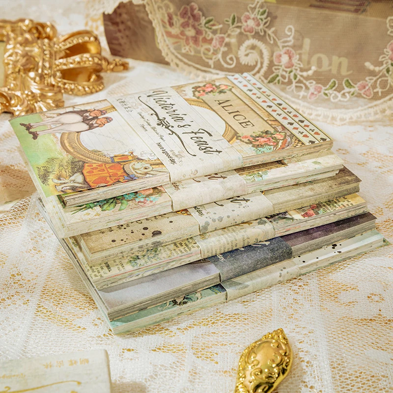 

30 pieces retro art High-end 6 kinds Material paper lace paper flowers butterflies border hand tent decorative writing