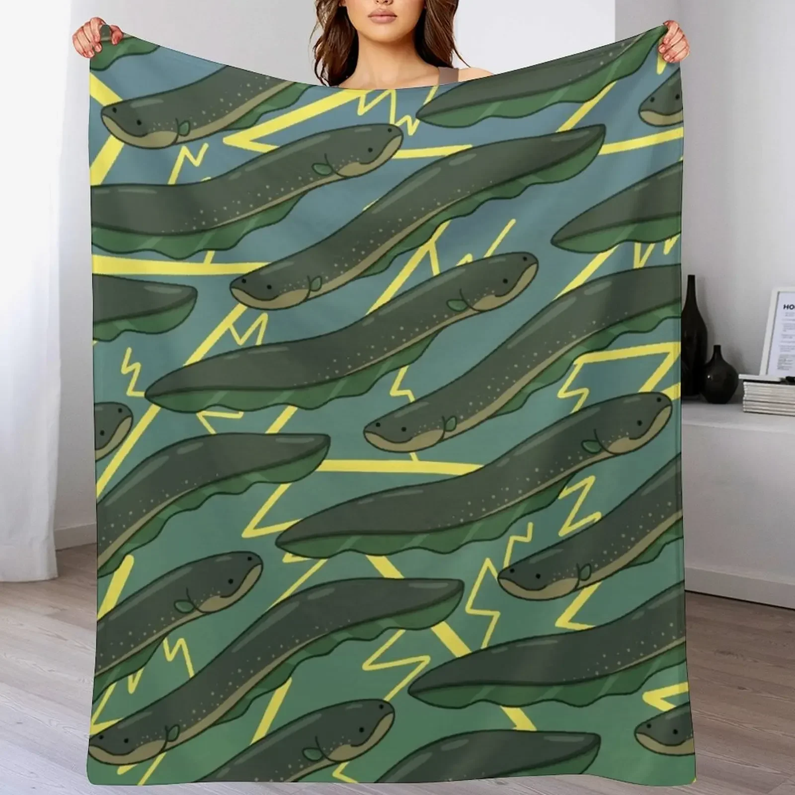 Electric Eel Pattern Throw Blanket Camping Thermal Luxury Throw Blankets