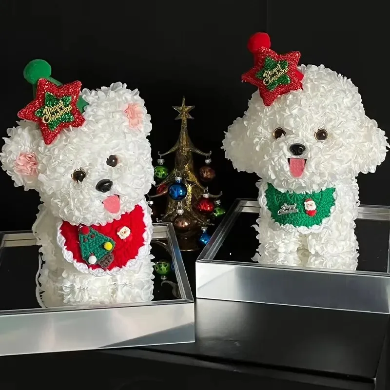 Eternal Flower Handmade Souvenir Dog Ornaments  Christmas and Birthday Gift Set - Friend Gift Box