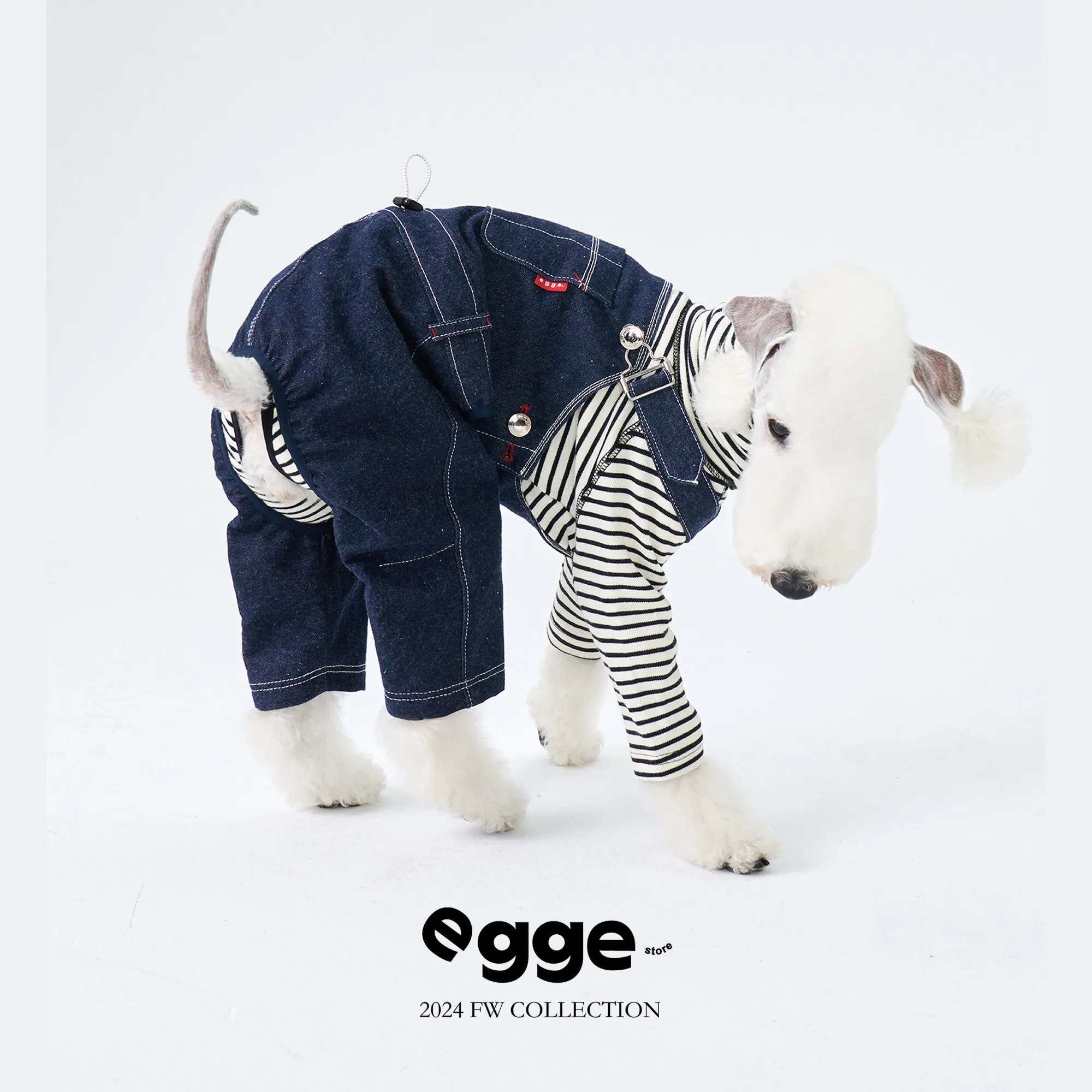 

EGGE Japanese Magazine-Style Vintage Washed Denim Overalls for Italian Greyhound Pet Clothes for Small Sighthounds Whippet Dogs