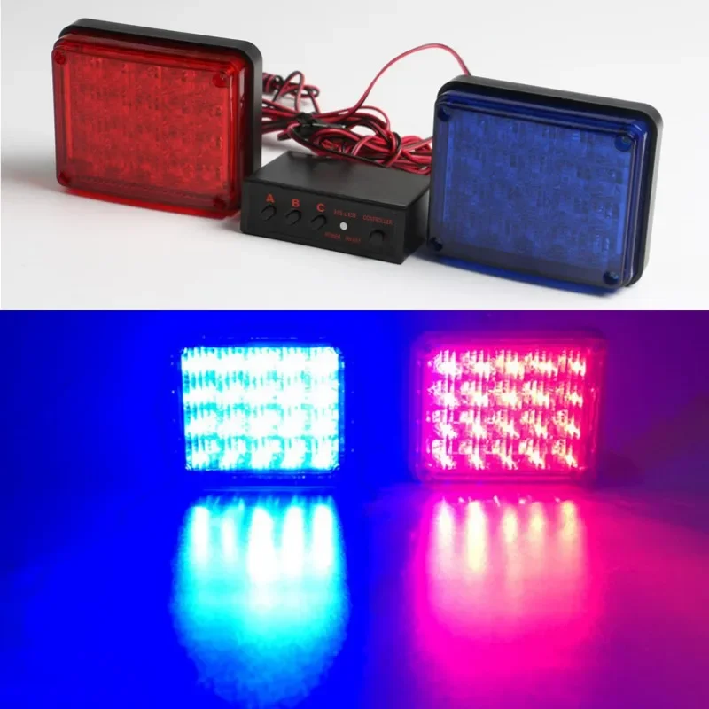 1Set Red POLICE Motorcycle Led driving flash light Fog light Moto Emergency warning Strobe flasher beacon signal Caution lamp12V