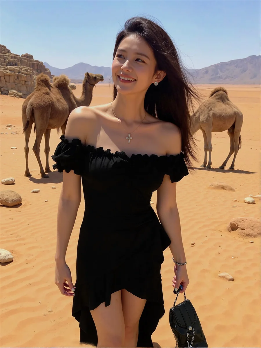 Sukienki damskie eleganckie wieczorowe w stylu koreańskim z rozcięciem bocznym, wysokim rozcięciem, rozcięciem, wycięciem, ażurowe, z dziurami, seksowne