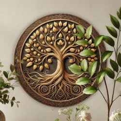 Tree of Life Viking Wall Art Decor - 8 Inch Round Metal Wall Sign, UV Resistant & Scratch Proof, Easy to Hang for Indoor/Outdoor
