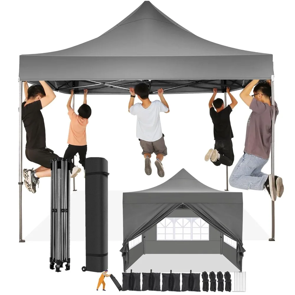 

10x10 Pop up Canopy Tent with 4 Sidewalls, Waterproof Heavy Duty Commercial Canopy for Parties, Outdoor Tent, Customized