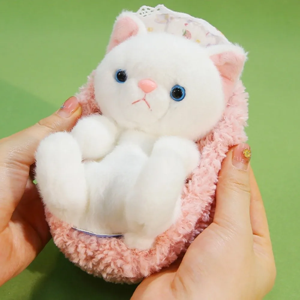 Simpatico cesto per dormire Gatto nero Animali di peluche Kawaii Gatto peloso Comfort Regali da tavolo per gatti