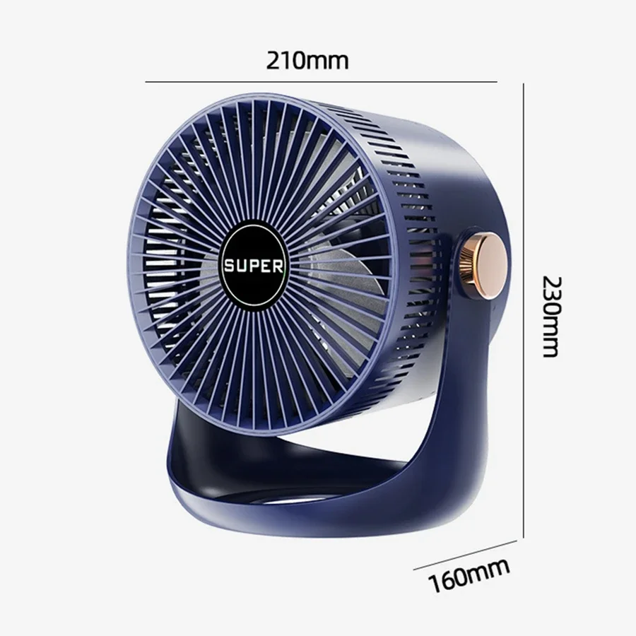 Ventilador de circulação de ar montável na parede recarregável USB - bateria 2400mAh operado