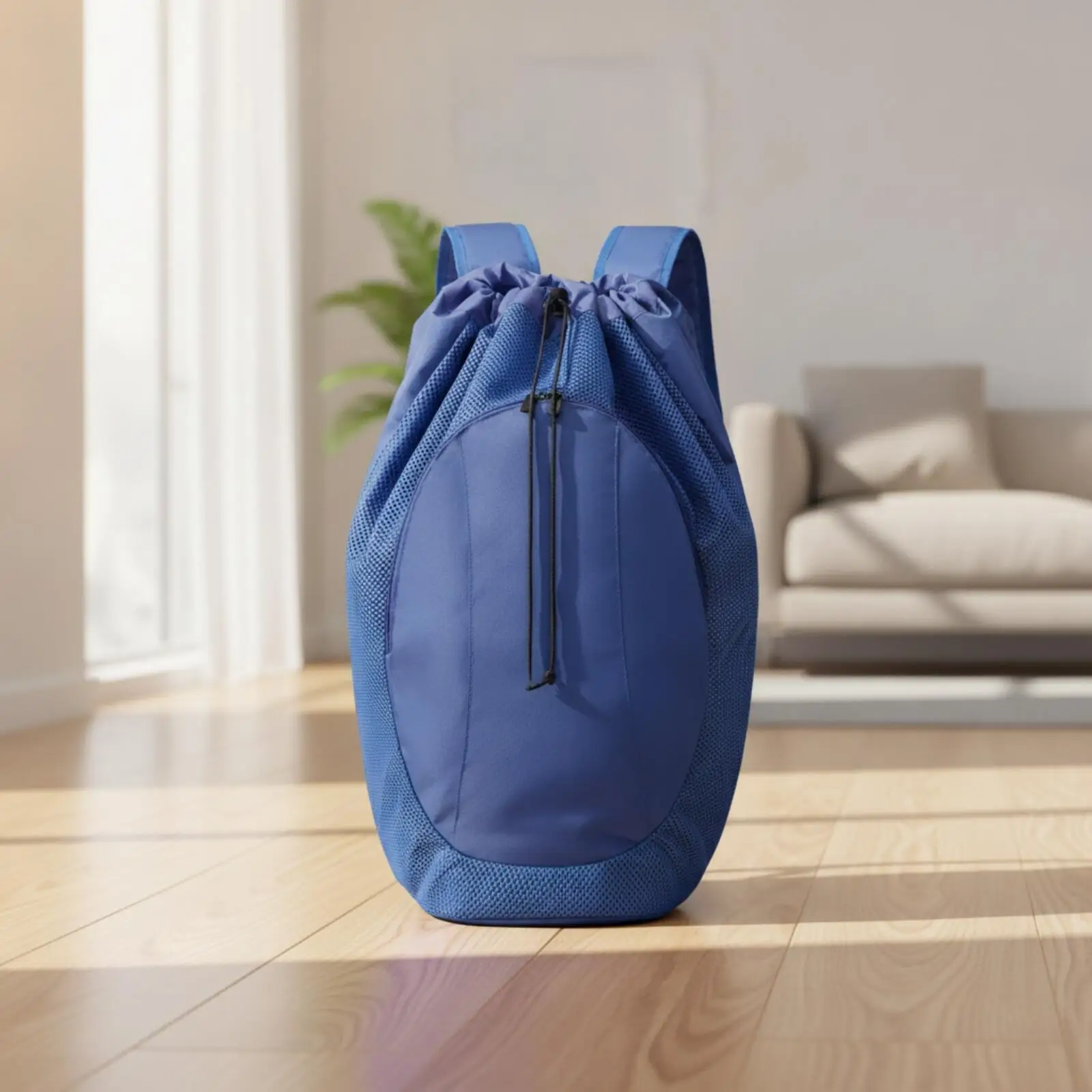 Compact Folding Sports Drawstring Bag with Secure Cinch Top and Mesh Sides for Gym and Leisure