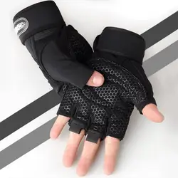 Guantes de entrenamiento de peso pesado para gimnasio, guantes antideslizantes de medio dedo para culturismo para hombres y mujeres, soporte para muñeca, deportes de levantamiento de pesas