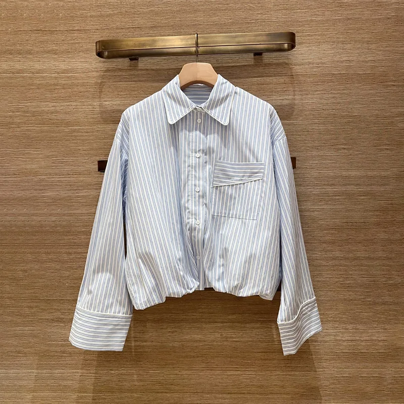 

Женская двухслойная куртка-рубашка Briti Sle с поясом на талии, весна-лето 2026, модная повседневная модель из хлопка и полиэстера