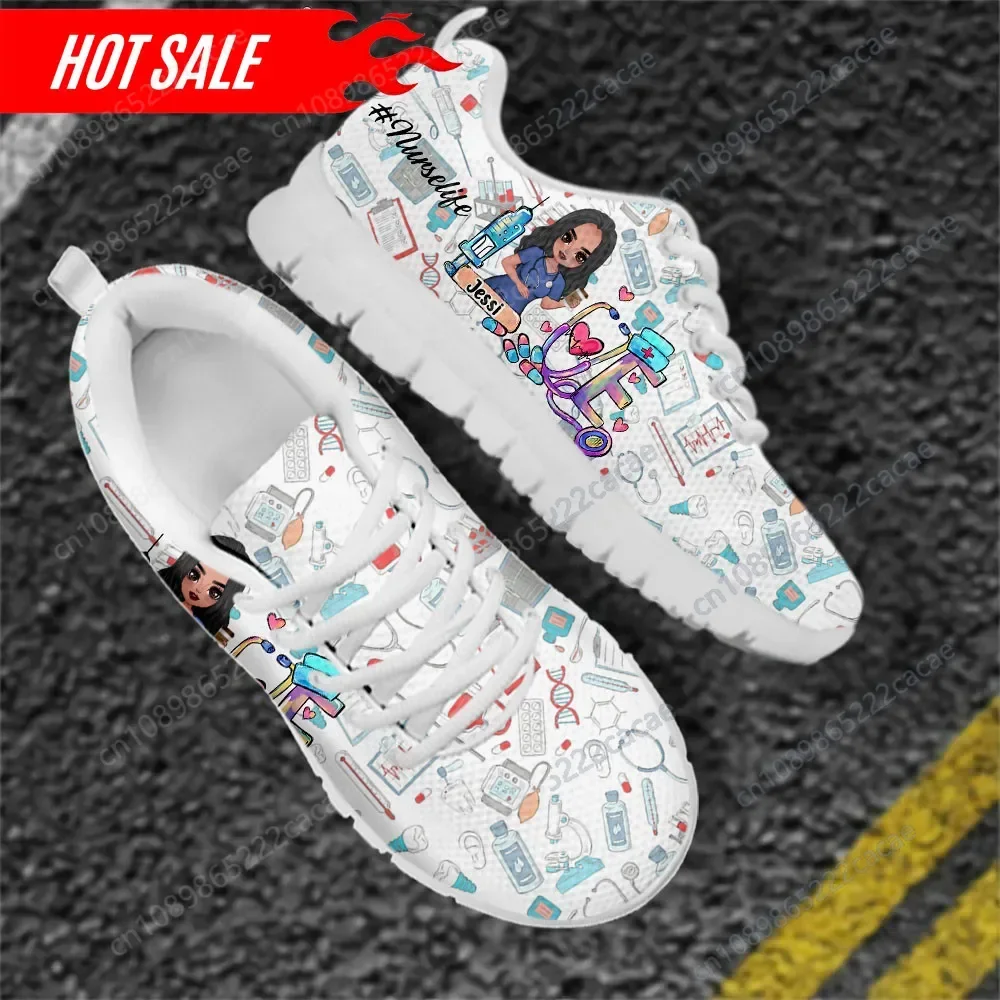 

Cute Cartoon Nurse Shoes Paramedic Nursing Shoe for Women Female Running Sneakers Light Mesh Flats Girls Footwear