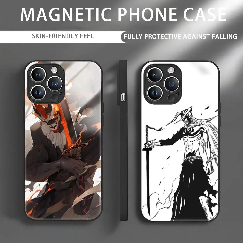 Anime Bleach Ichigo Kurosaki Phone Case For iPhone 15 14 13 12 11 X XR XS XSMAX 8 7 Plus Mini Pro Max Glass Magnetic Phone Case