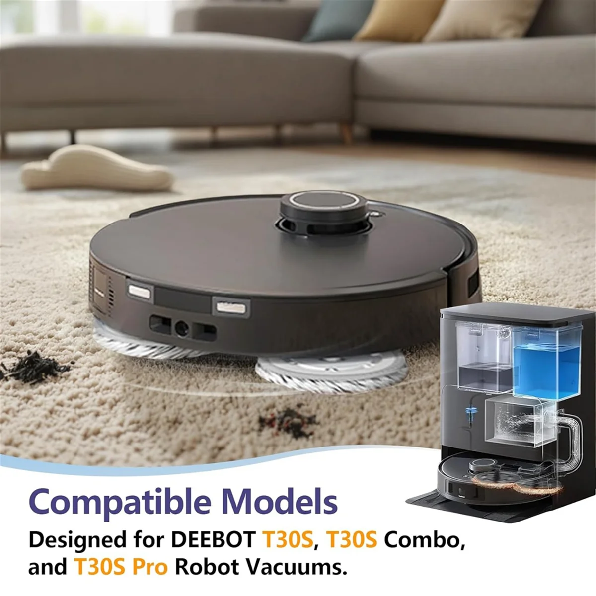 Für ECOVACS Deebot T30S Omni/Max/Pro, T30S Max Roboter Staubsauger Hauptseite Bürste Hepa-Filter Mopp Tuch Taschen