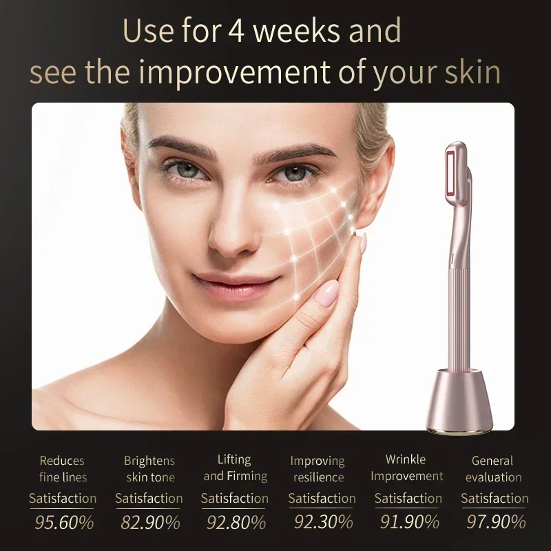 EMSレッドライトマイクロカレント美顔器 フェイシャルワンド 目元・首マッサージ器 肌引き締め しわ対策 スキンリフトケア 美容