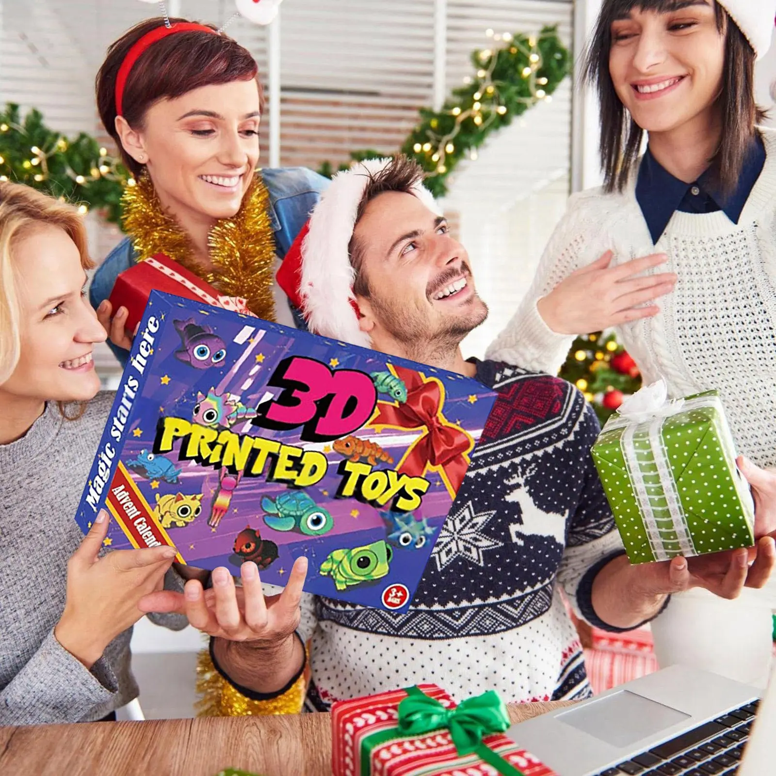 Calendrier de Noël pour enfants Compte à rebours Calendriers de l'Avent de Noël imprimés en 3D 2025 24 jours de Noël à piles avec minuterie lumineuse