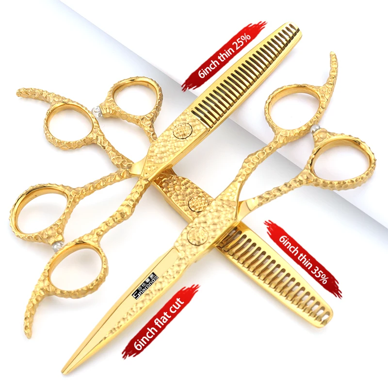 6 Inch Barber Shears Genuine 440C Japanese Stainless Hairdressing Scissors Hairdresser Thinning Scissors CNC Hair Cutting Tools