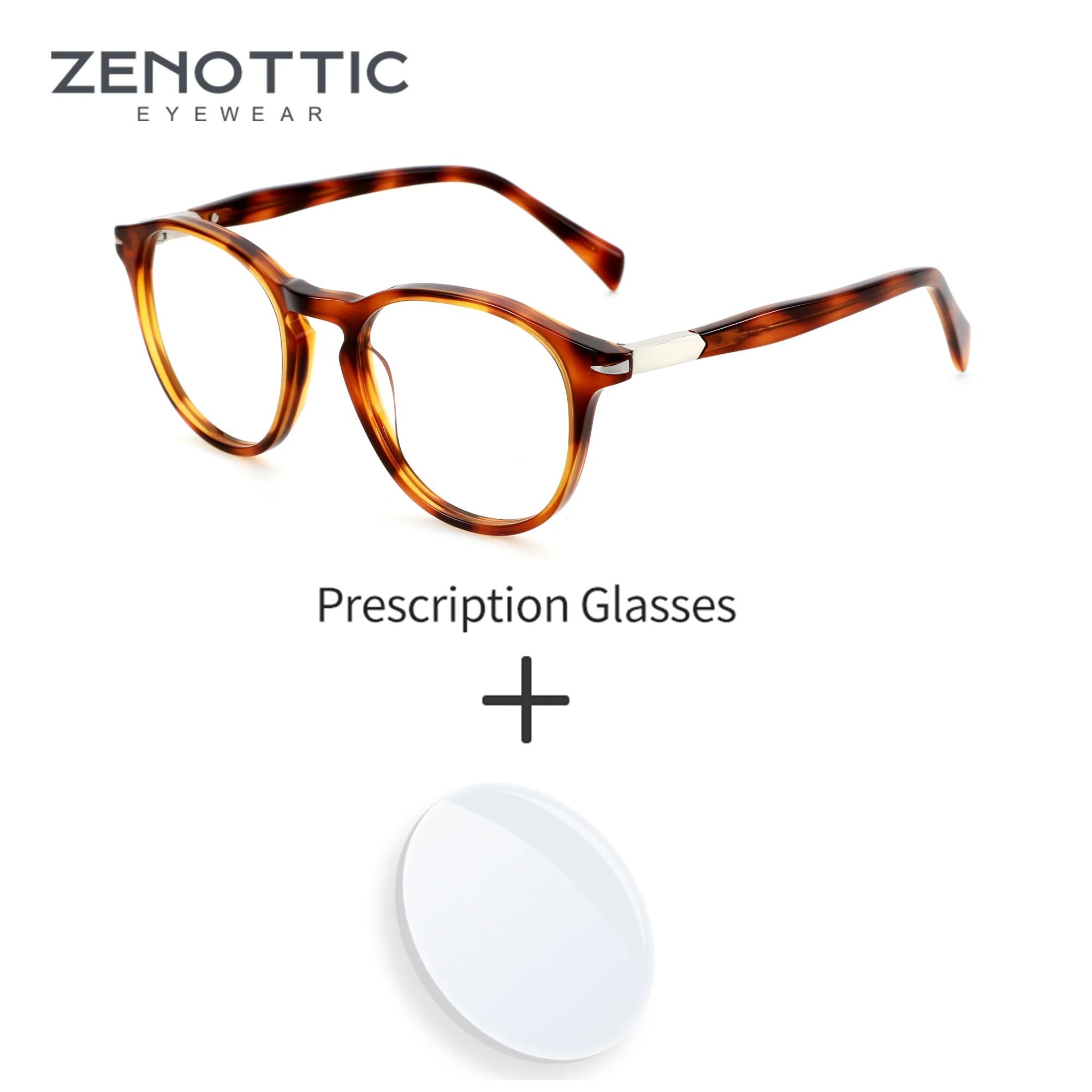 

ZENOTTIC M Size Modish Round Prescription Glasses For Unisex Handmade Acetate Anti Blue Light Photochromic Optical Eyewear