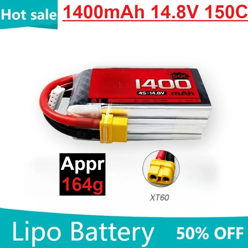 

1400mAh 4S 14.8V 150C LiPo Battery for RC Helicopter Quadcopter FPV Racing Drone Parts Drones