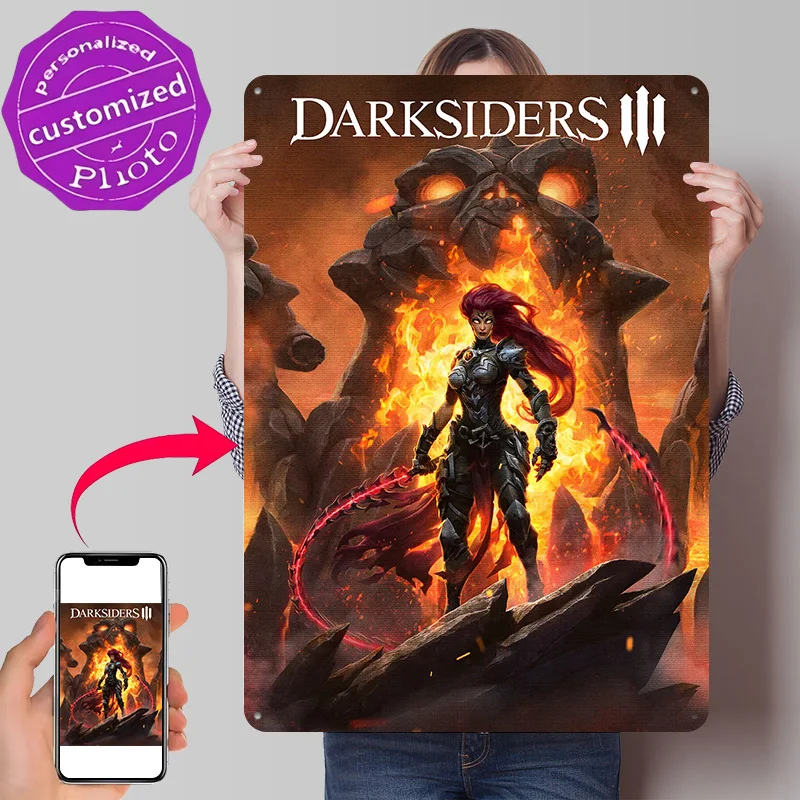 Fury From Darksiders III Personalized 3D Textured Metal Poster Wall Art Tinplate Sign for Vintage Decor Living Room Decoration