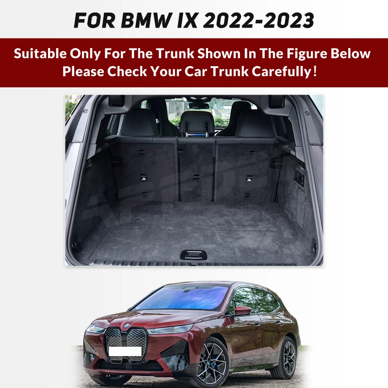 Auto Full Coverage Trunk Mat For BMW iX 2022 2023 Leather Car Boot Cover Pad Cargo Liner Interior Protector Accessories