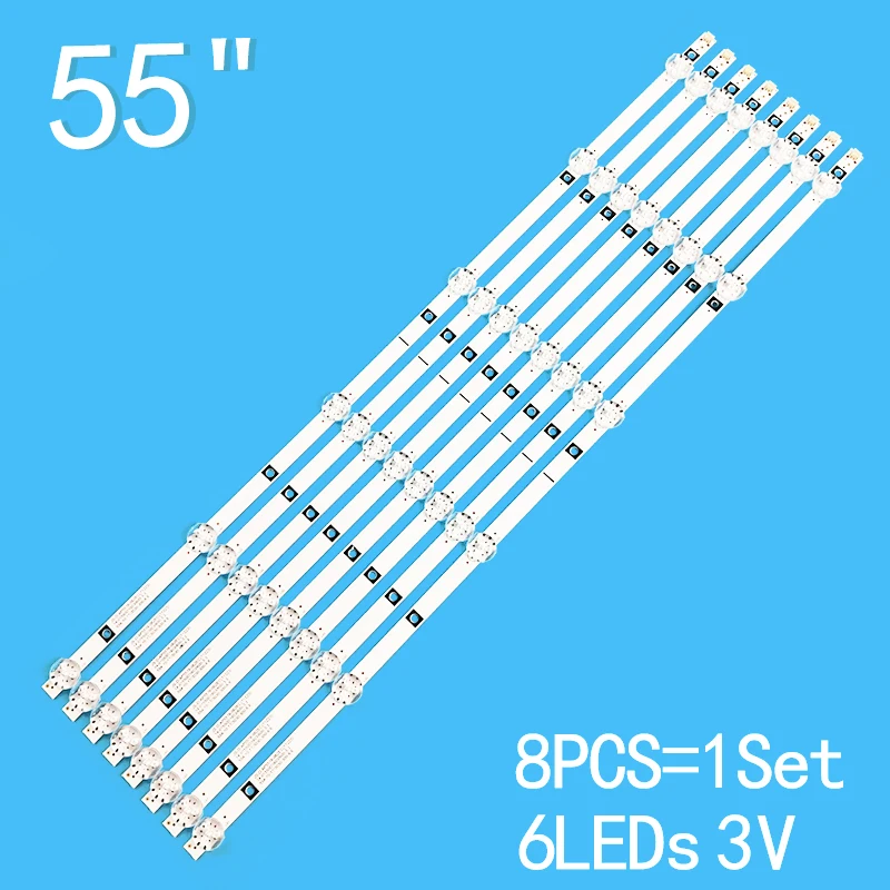 

New 8PCS/lot 6LEDs 3V 554mm For 55" LCD TV JS-D-AP5516-062EC(71233) JS-D-AP5516-061CC (71026)