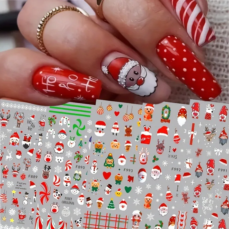 5 Stück Weihnachts-Cartoon-Rentier-Nagelaufkleber, einfach für Nageldekoration, Heimwerken, Geschenke, Party- und Hochzeits-Make-up-Styling