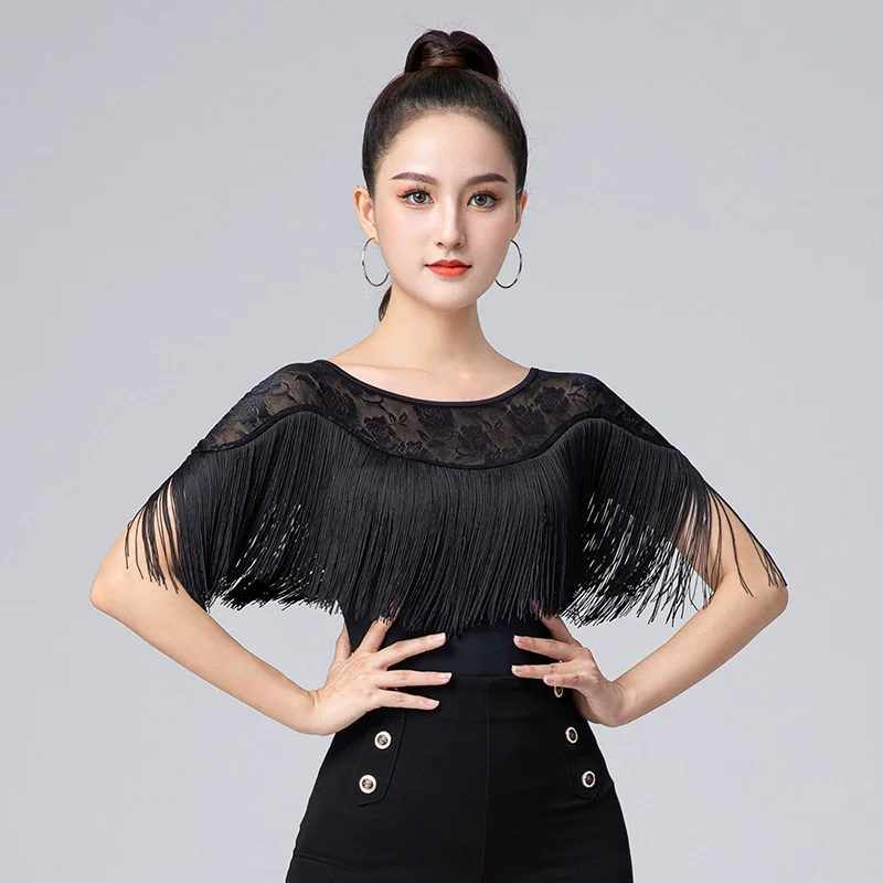 Latin Dance Costumes Dance Costumes Body Women\'s Fashion Show Etiquette Modern Practice Round Neck Tassel Jumpsuit Line Top Wear