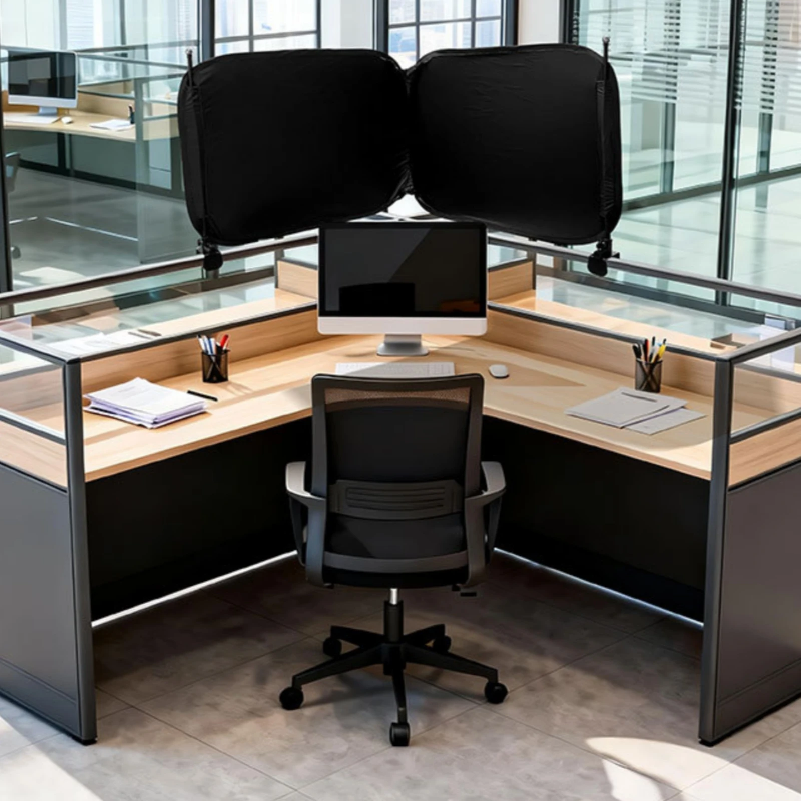 Desktop Privacy Screen with Clamps Lightweight Clamp-on Privacy Screen Foldable Office Divider Flexible for Students