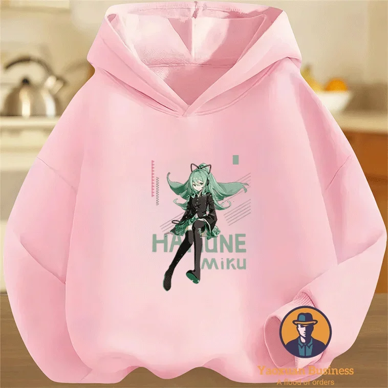 المألوف Miku ليتل بنين بنات أطفال هوديي لطيف الكرتون المطبوعة يندبروف الدافئة الخريف الشتاء جديد #2