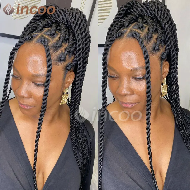 

Synthetic 36 Inch Jumbo Braids Wigs Full Lace Braids Wigs Knotless Twist Braided Goddess Wig Senegalese Braids Lace Frontal Wigs