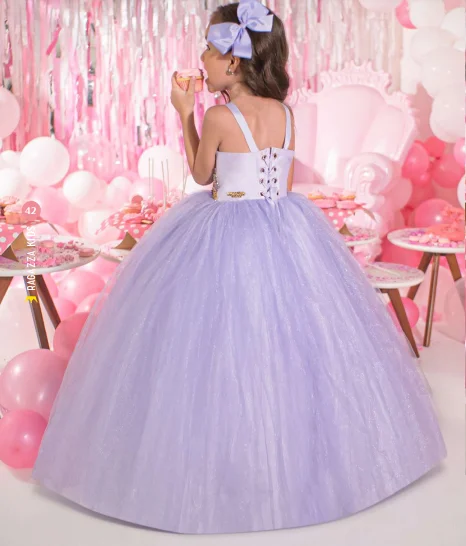 فساتين Quinceanera صغيرة ثوب حفلة مكسيكية تول مطرز فساتين فتاة الزهور لحفلات الزفاف شارو فساتين الحفلات طفل