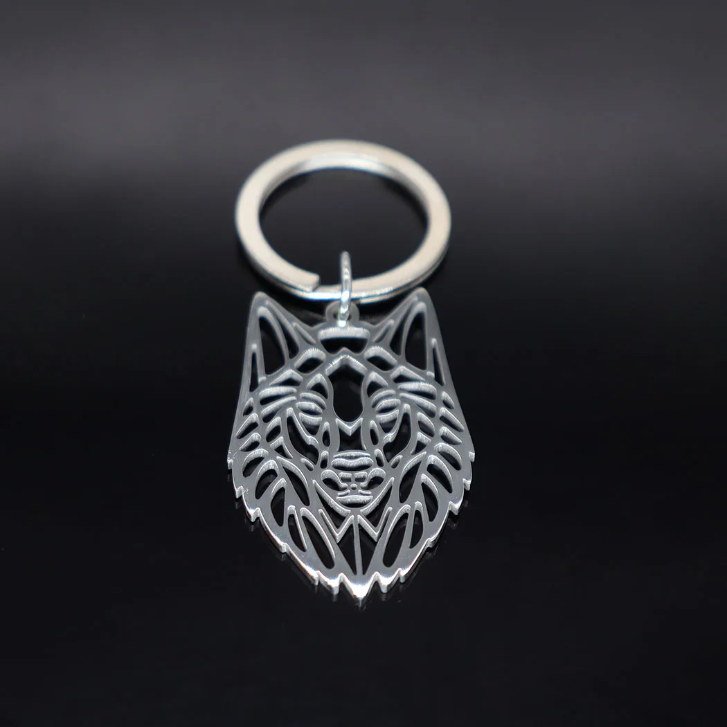 2024 new fashion stainless steel Wolf head pendant key chain temperament all match animal key chain men and women accessories ac