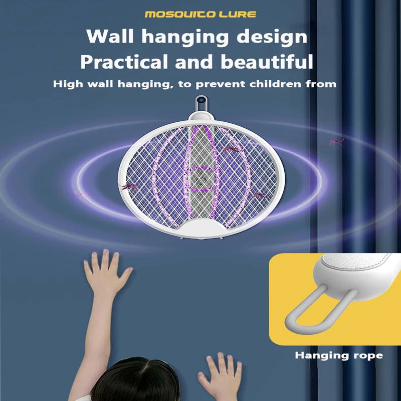 Upgrade Faltbare Elektrische Moskito-klatsche Wand-montierbar Tragbare Moskito-killer USB Aufladbare Lila Licht Falle Mosquitoe