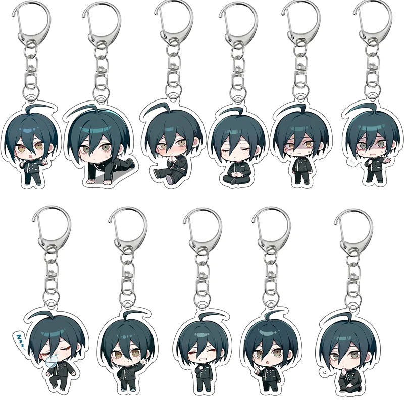 

Q Version Danganronpa Cartoon Shuichi Saihara Anime Double-sided Print Keychain Pendant Decoration Accessory Students Gifts Toys
