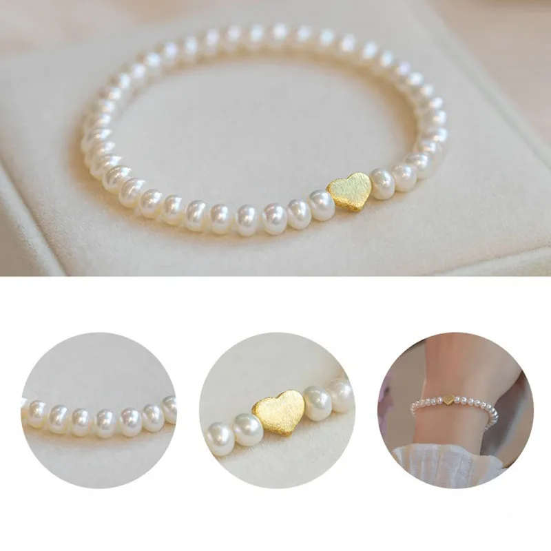 Sterling Silver 925 White Natural Freshwater Pearl Bracelet Pearl Bracelet Women's Jewelry