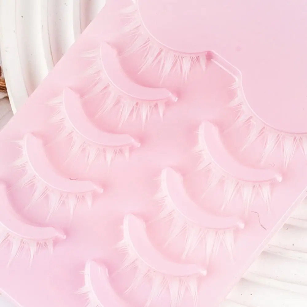 Extensión de pestañas 10 enclusters, pestañas blancas enteras, maquillaje, pestañas postizas densas y esponjosas, Cosplay de larga duración