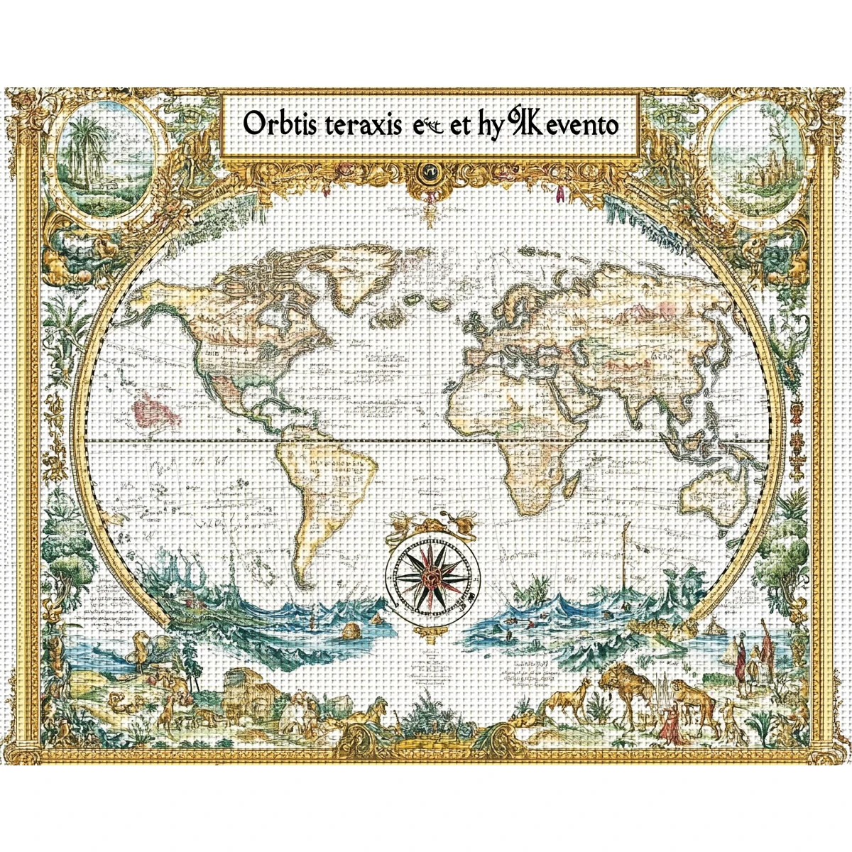 1 قطعة 30X40 سنتيمتر/11.8X15.7 بوصة ، خريطة ، 11CT/14CT مطبوعة عبر الابره لتقوم بها بنفسك عدة ، الكبار المبتدئين استرخاء عبر الابره طقم تطريز