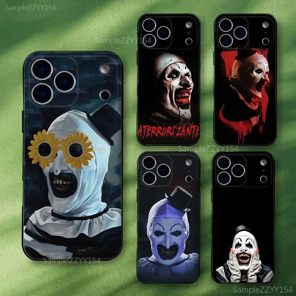 

Horror T-Terrifier Movie 3 Phone Case For iPhone 17,16,15,14,13,12,Pro,Max,Plus,E,SE4,Air,Mini Black Soft Funda