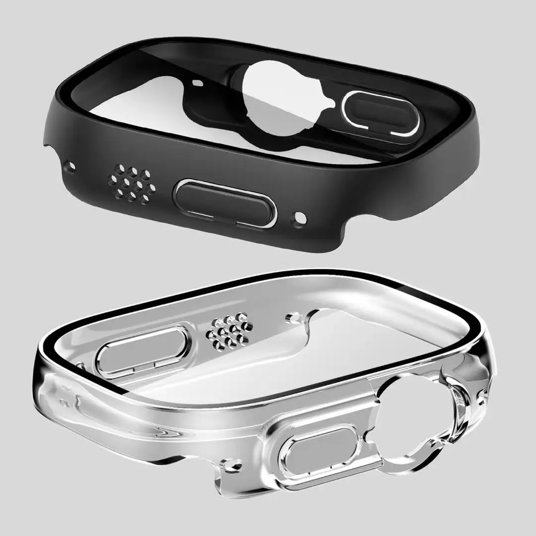แฟชั่นสีนาฬิกาสำหรับ Apple IWatch 8 7 S7 S8 Ultra Case PC กรอบป้องกันหน้าจอแก้วฟิล์ม41มม.45มม.49มม.