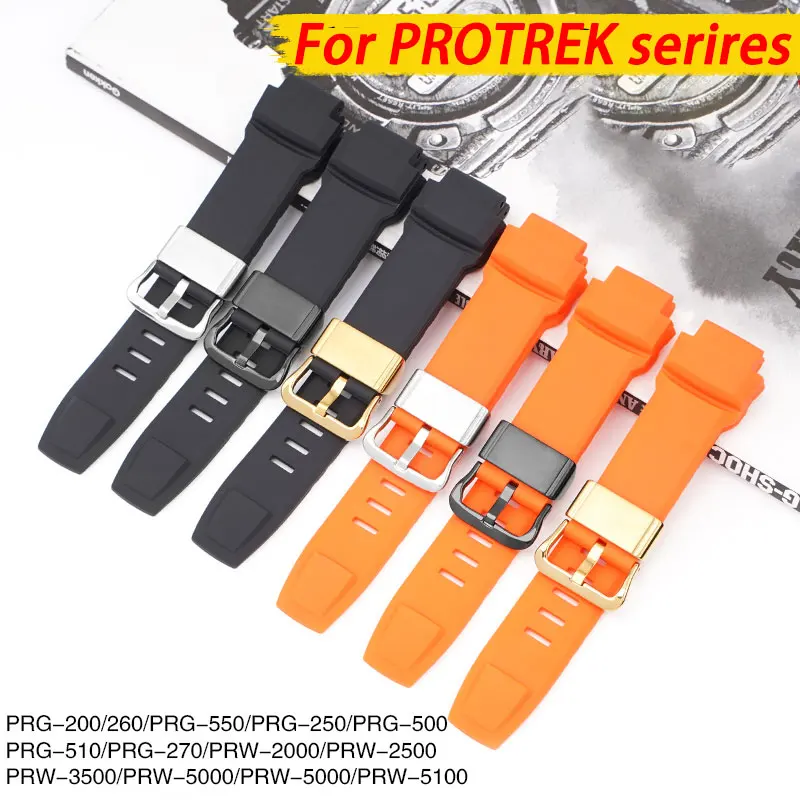 Silicone Rubber Watchband For PROTREK PRG-200/PRG250/PRG-260/PRG550 PRG-500/PRG-510/PRG270/PRW-2000 PRW2500/PRW3500/PR5000 Strap