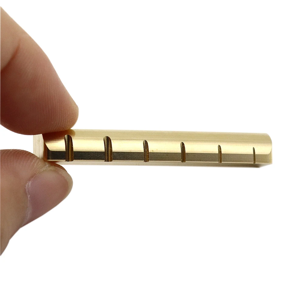 1 Stück Gitarrensattel 43 mm Messing für Gibson Les Paul LP SG Style Elektro- oder Akustikgitarren – Detail 9