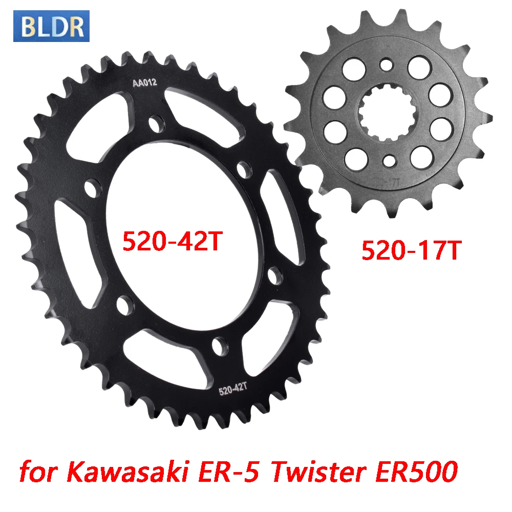520-17T 520 42T Motorcycle Front Rear Sprocket Gear Wheel for Kawasaki ER-5 Twister 1999 ER500 1997-2006