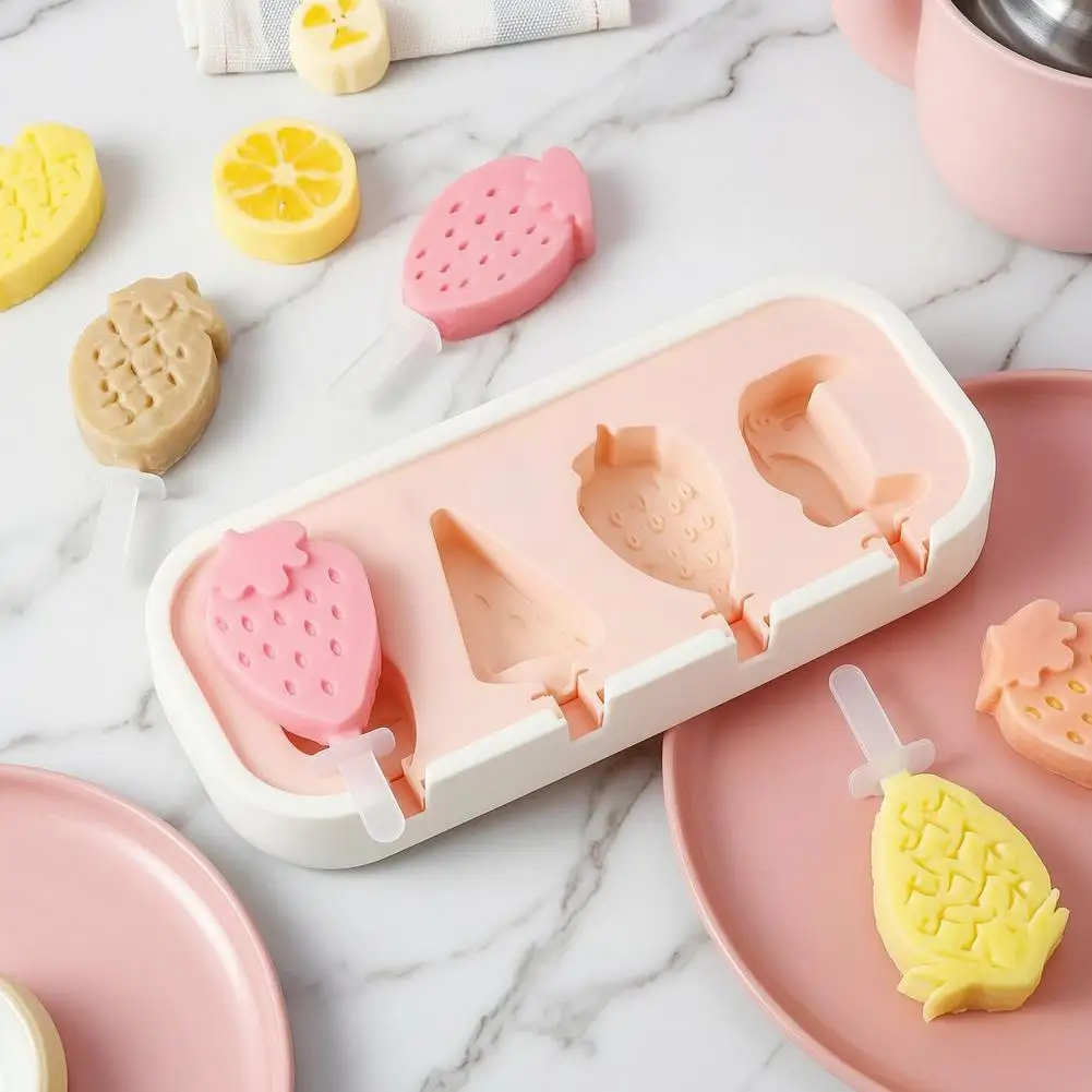 Mold with Lid Food-grade Silicone Ice Cream Mold with Anti-spill Cover Reusable Maker for Kids Homemade Jelly Mousse Treats
