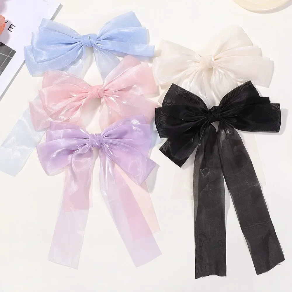 1Pcs Elegant Sweet Desire Mesh Bow Hair Clip Super Fairy Top Clip Back Head Hair Clips Hair Accessories Spring Clip Wholesale