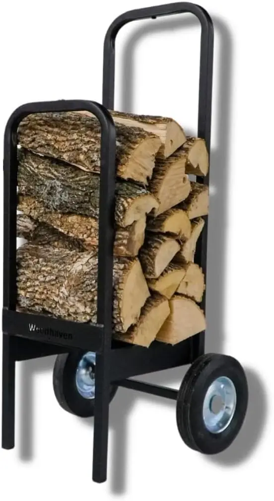 The Woodhaven Firewood Cart - Made in The USA - Convenient and Sturdy Rolling Wood Carrier for Easy Transport -