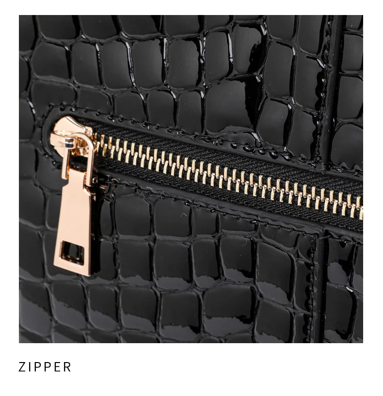 Aidrani Neue Glänzende Kroko-Muster Lackleder Handtasche für Damen mit Geflochtenem Griff und Metallkette, Crossbody Alltagstasche – Detail 15