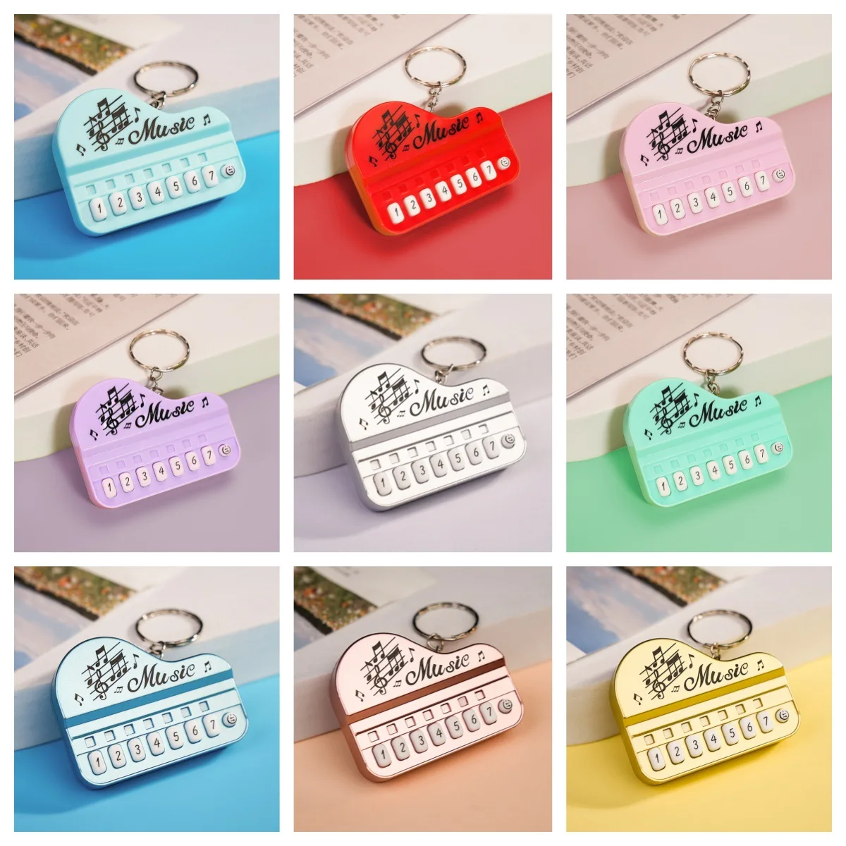 Fun Mini Electronic Piano Keychain Pendant Luminous Music Toy Decompression Keyboard Piano Keychain Creative Children's toys