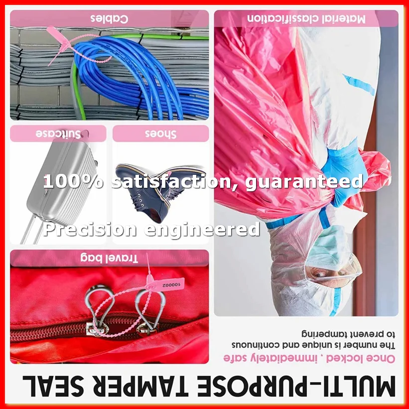 

1000 Pcs Plastic Tamper Seals Tags Security Tags Seals Safety Numbered Zip Ties Labels Pink-A79M